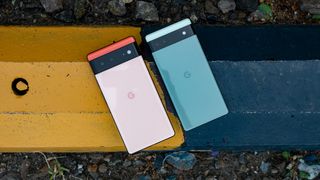 Google Pixel 6a vs Pixel 6 on a painted curb