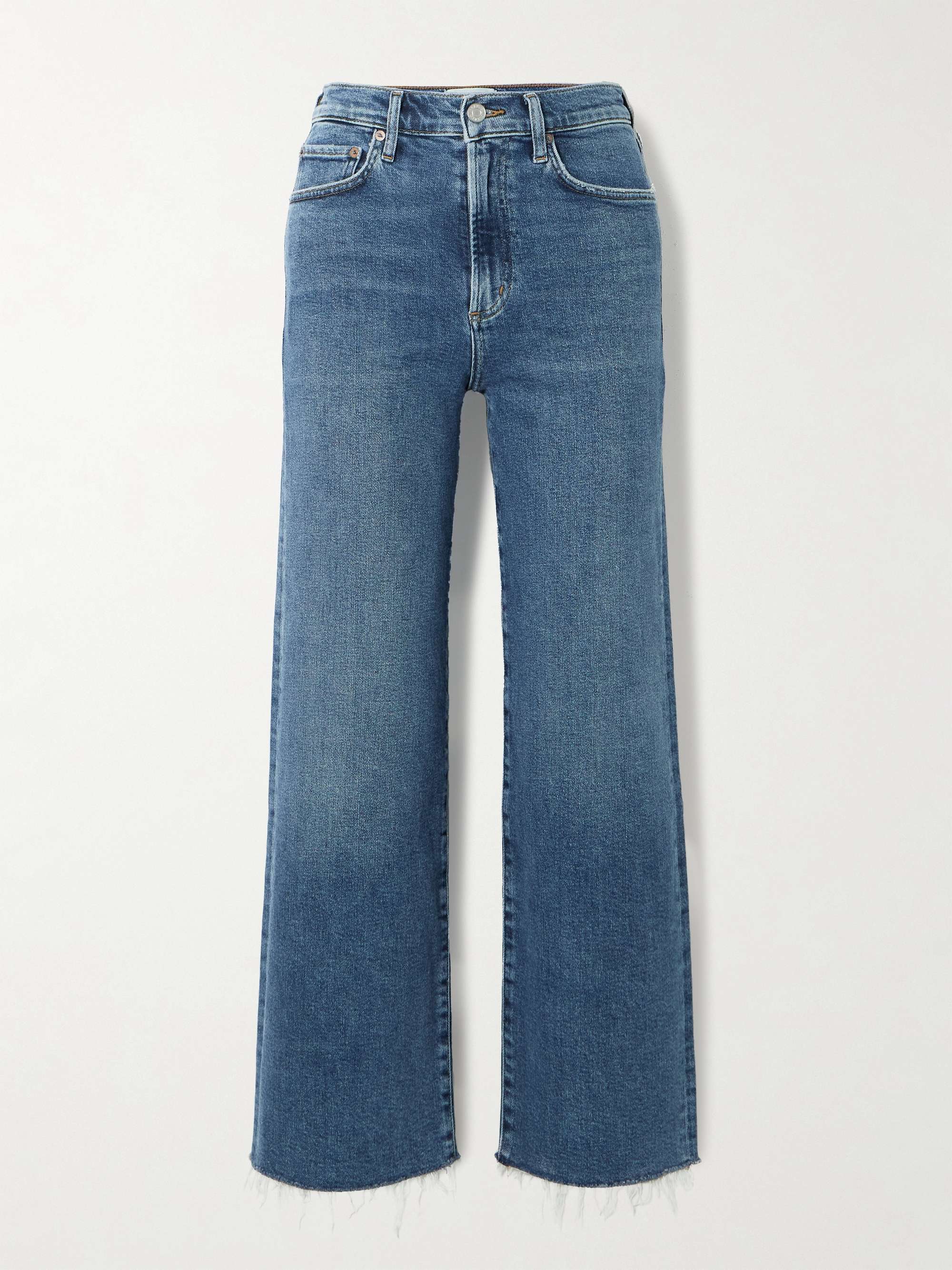 Harper Cropped Frayed Mid-Rise Straight-Leg Jeans