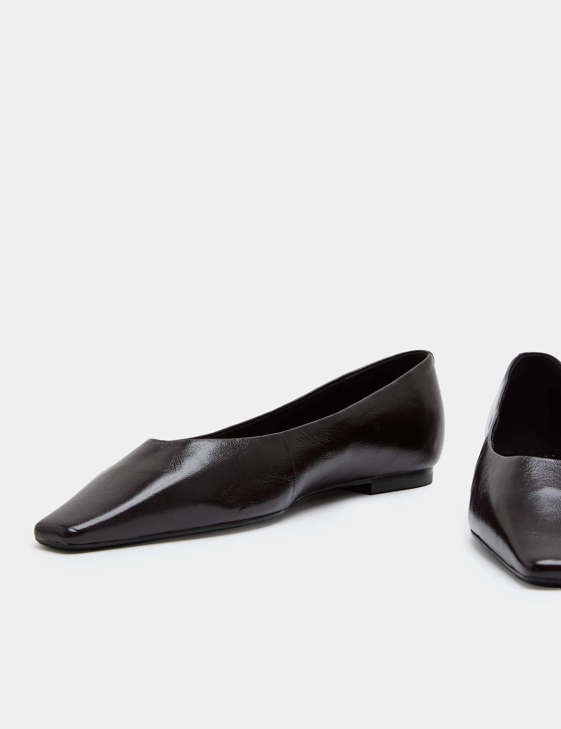 Leather Chisel Toe Ballet Pumps