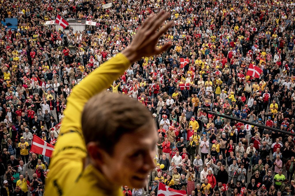 Jonas Vingegaard - the Tour de France 2022 champion - is welcomed back to Denmark in a huge celebration in Copenhagen