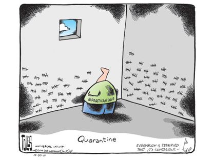 Political cartoon bipartisanship midterm election quarantine