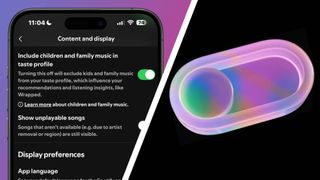 A smartphone with the Spotify settings
