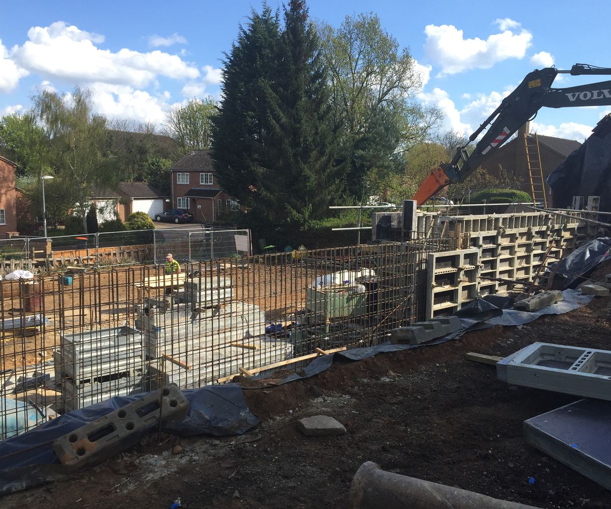 Progress shots of a demolished bungalow to make way for a foundations being laid for a self-build home