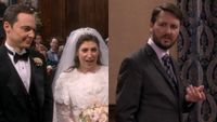 From L to R: Sheldon and Amy at the altar, and Wil Wheaton looking at Mark Hamill on The Big Bang Theory.