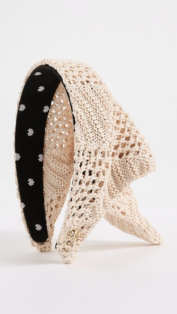 Jackie Crochet Raffia Hankerchief Headband - Natural