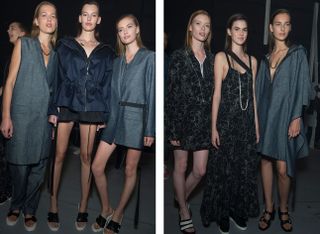 Models wearing slate grey color dress at Rag & Bone S/S 2015