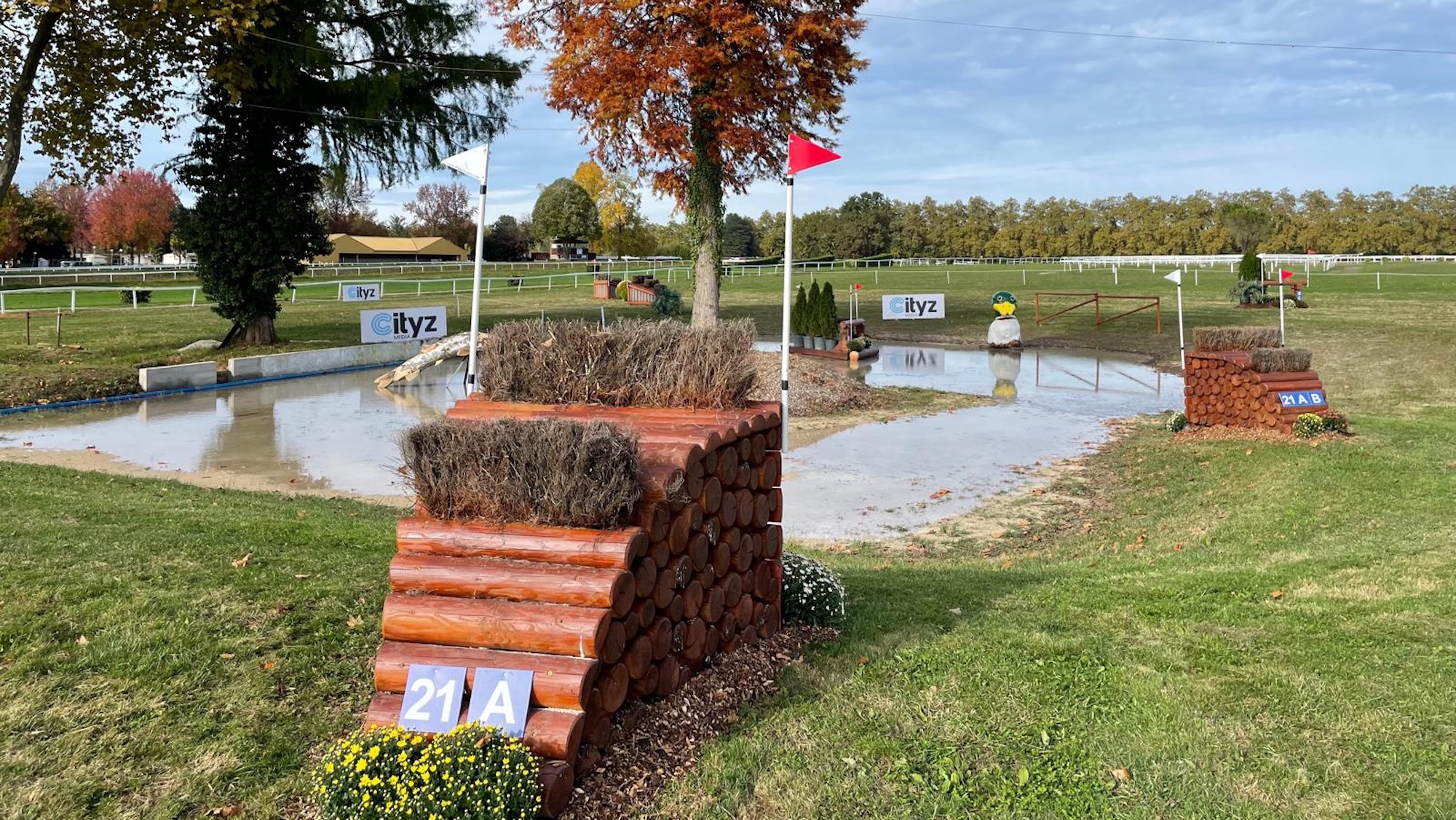 Triple brush into water at Pau fence 21