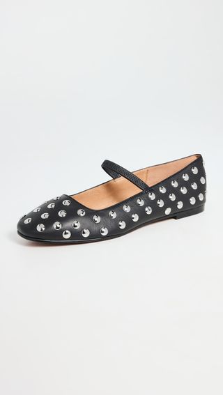 Greta Elastic Mary Jane Dome Stud Flats