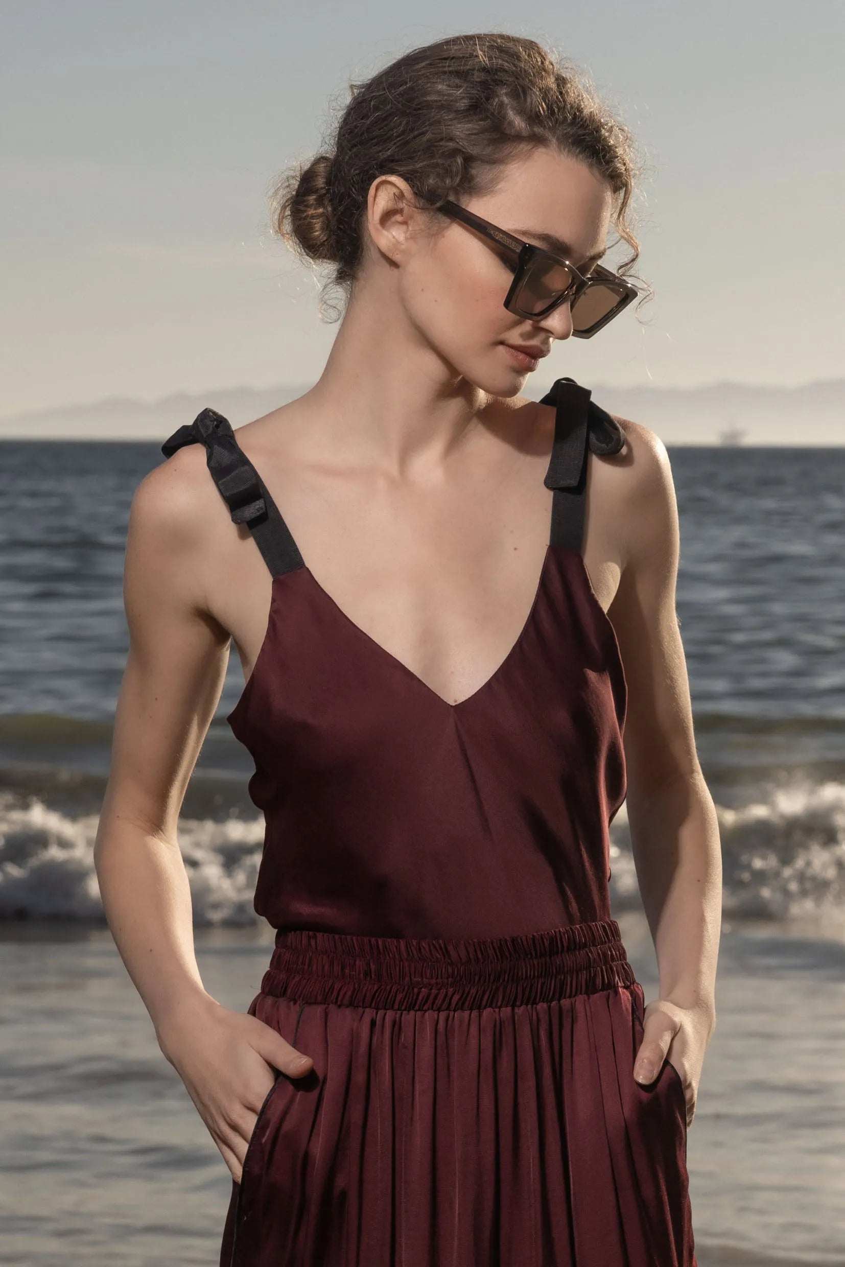 Caraco Top - Burgundy