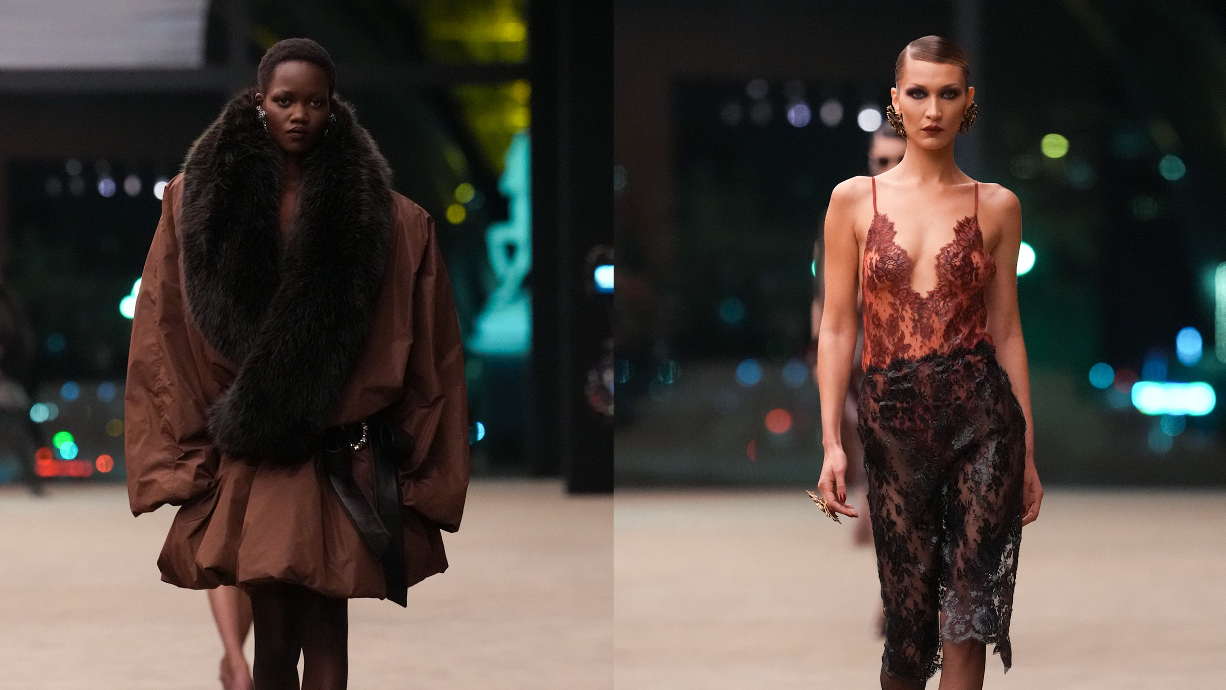 Saint Laurent model walks the fall/winter 2026 runway during Paris Fashion Week