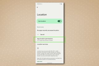 The Android app locations menu on a Google Pixel