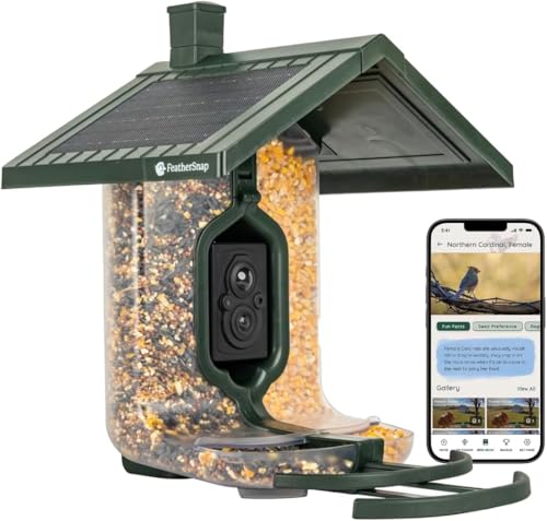 Feathersnap Smart Bird Feeder: Ai Bird Id, Solar Power, Wi-Fi Connectivity, Sends Hd Pictures and Videos to Your Phone, Two Seed Bins, Multiple Mounting Options - Best Smart Bird Feeder