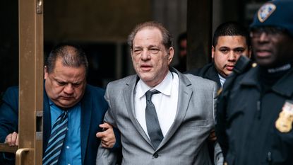 NEW YORK, NY - DECEMBER 06: Harvey Weinstein leaves New York City Criminal Court after a bail hearing on December 6, 2019 in New York City. The Oscar-winning producer appeared in court for a proceeding to evaluate his bail in part of reforms set to take effect Jan. 1 throughout New York State. (Photo by Scott Heins/Getty Images)