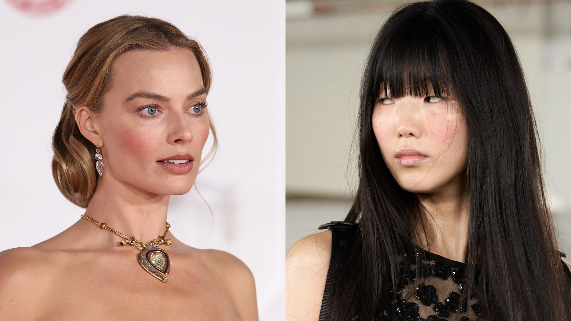 Margot Robbie at the "Wuthering Heights" World Premiere held at the TCL Chinese Theatre on January 28, 2026 in Los Angeles, California; model walking at Cecilie Bahnsen.