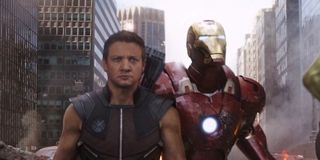 Hawkeye and Iron Man in The Avengers