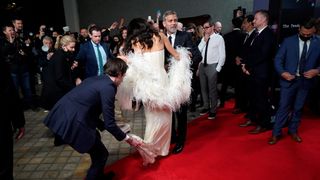 us actor george clooney and his wife lebanese british barrister amal clooney arrive to attend the uk premiere of the film the temple bar, during the 2021 bfi london film festival in london on october 10, 2021 photo by niklas hallen afp photo by niklas hallenafp via getty images