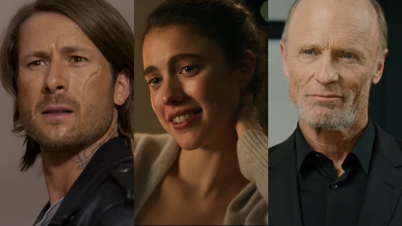 Glen Powell in Hit Man, Margaret Qualley on The Maid; Ed Harris on Westworld