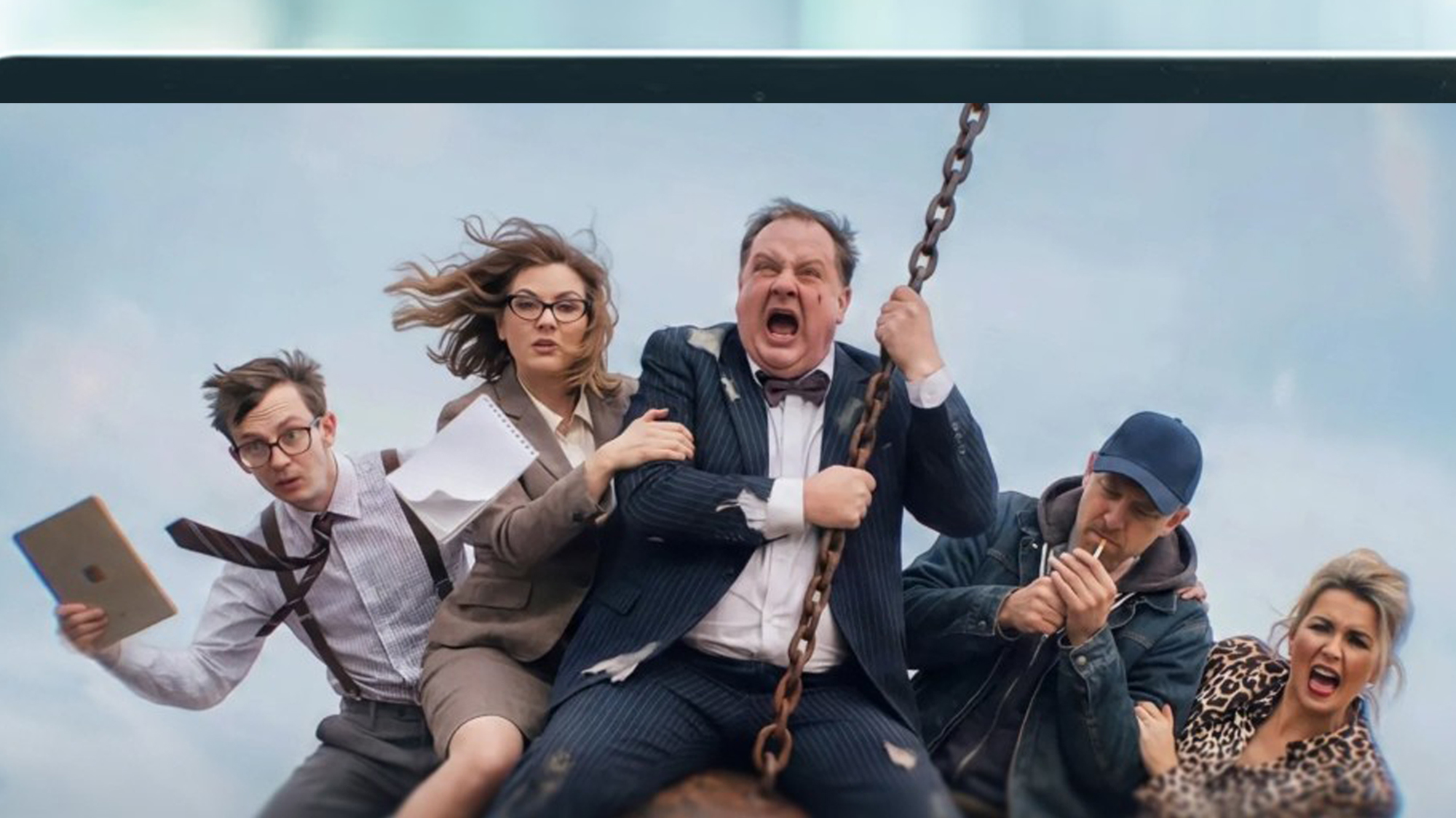 A promo for the show Terrible People from Artlist on a laptop screen