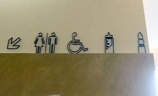 Different bathroom gender and age signs