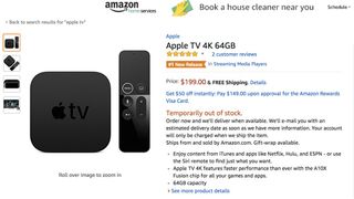 The Apple TV 4K listing before the page was deactivated