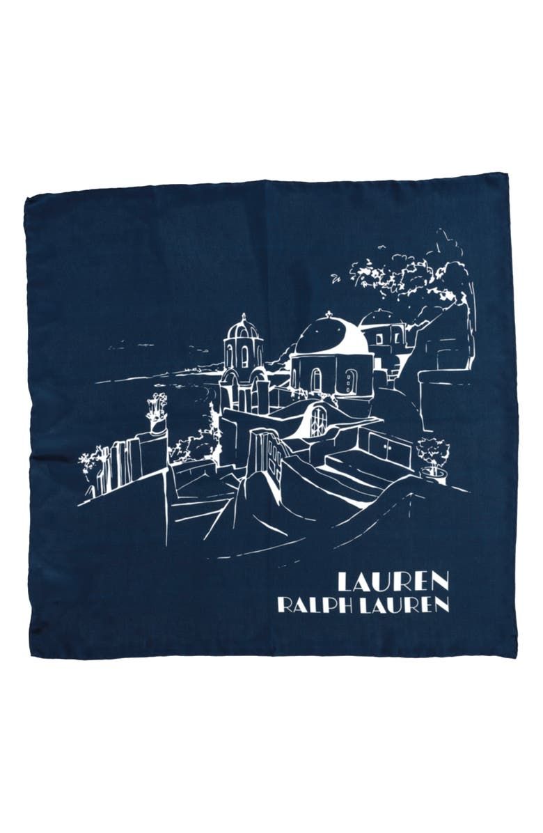 Landscape Print Square Silk Scarf