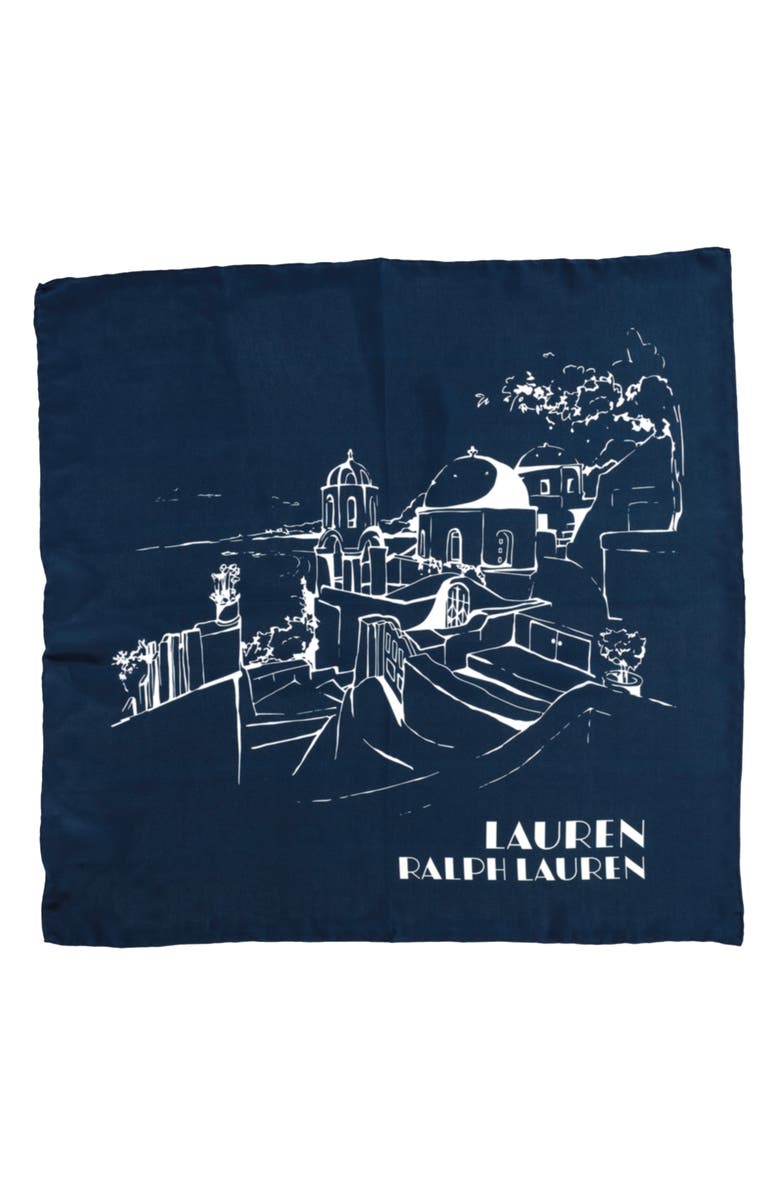 Landscape Print Square Silk Scarf