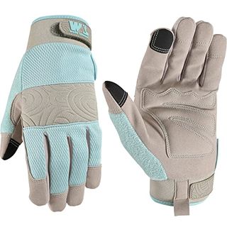 Wells Lamont Women's High Dexterity Breathable Work and Gardening Gloves, Light Blue, Large (7759l)