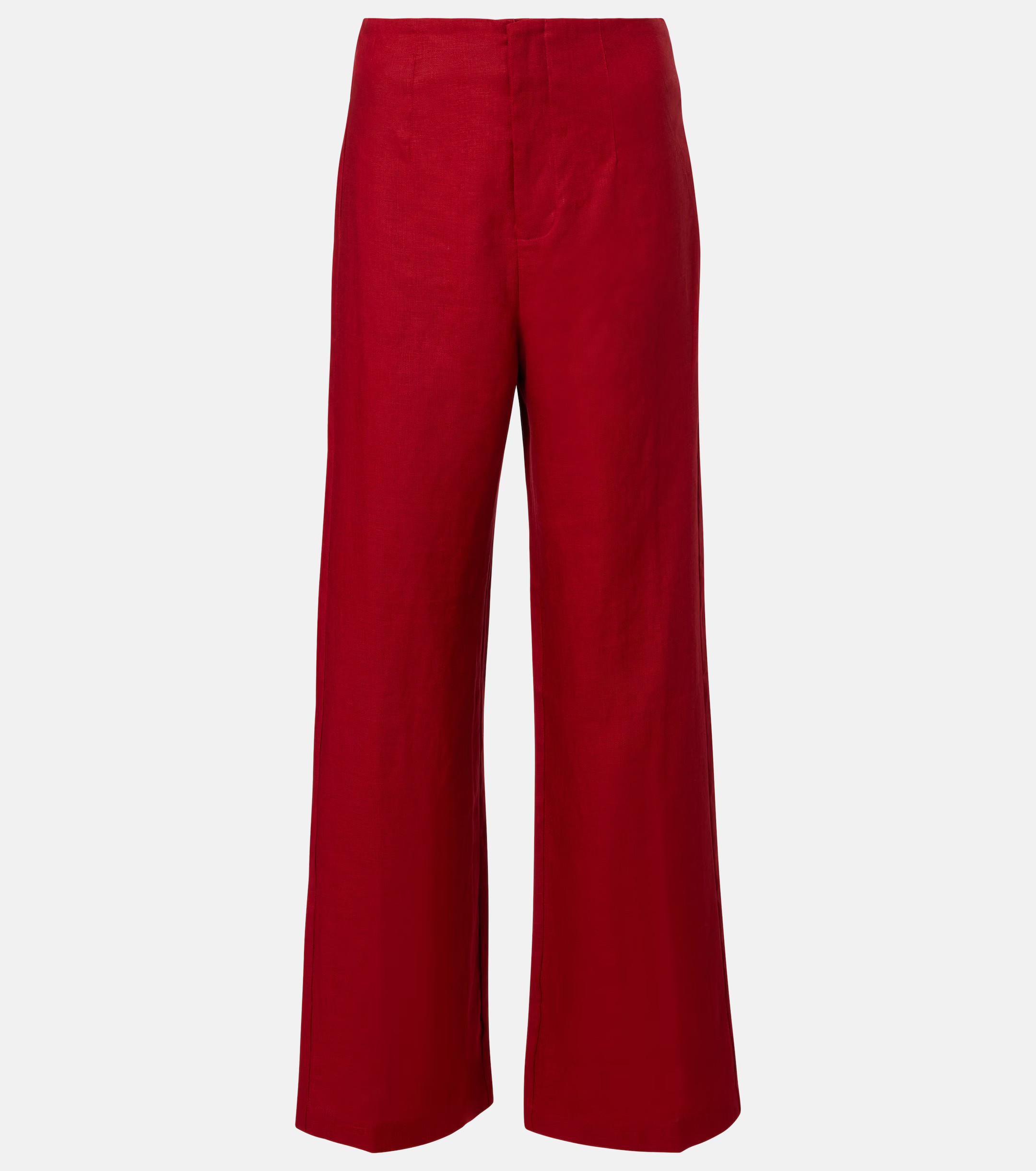 Faithful , Isabel High-Rise Linen Straight Pants 