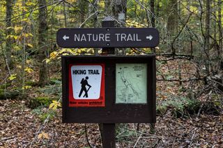 A hiking trail sign