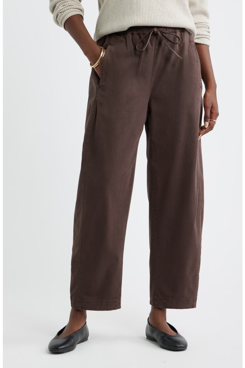 Pull on Barrel Leg Ankle Pants