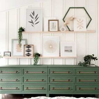 Ikea Tarva hacks green printed drawers with brass handles