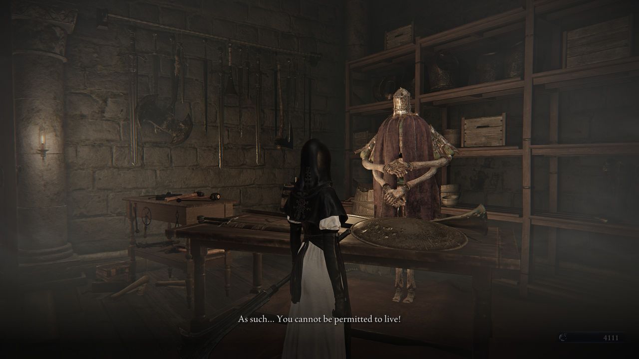 Elden Ring Nightreign Undertaker speaking to Iron Menial