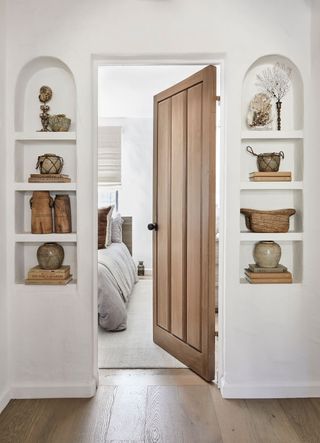 Alcove shelves filled with decorative objects