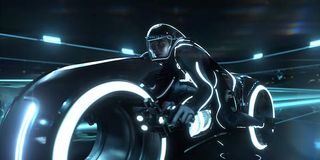 Sam Flynn on light cycle in Tron: Legacy