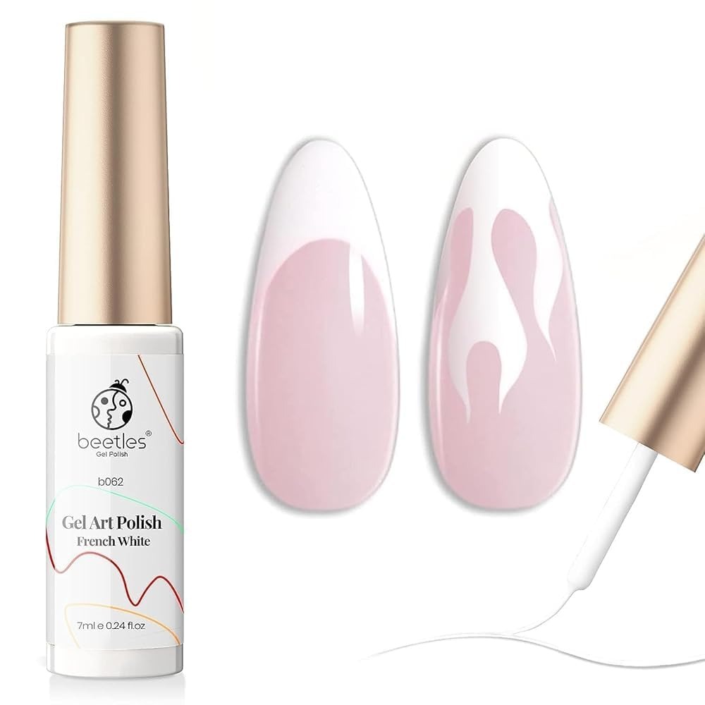 beetles Gel Polish, Beetles Gel Polish Swirl Nail Art White Gel Liner Nail Polish 1 Pcs 7ml Classic White Color Nails Art Paint for Thin French Tip Line Soak Off Uv Lamp Manicure Salon