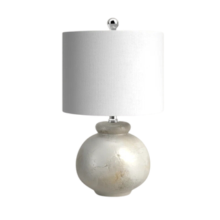 white table lamp with cylindrical base