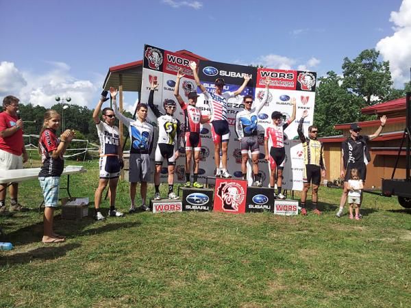 Todd Wells (Specialized Racing) a top the Subaru Cup elite men's short track podium
