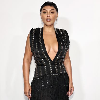 Paloma Elsesser wears a studded dress by diotima at the 2024 cfda awards