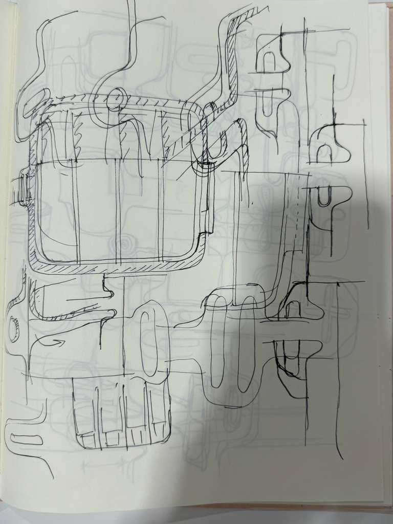 Humanrace travel pouch design sketches