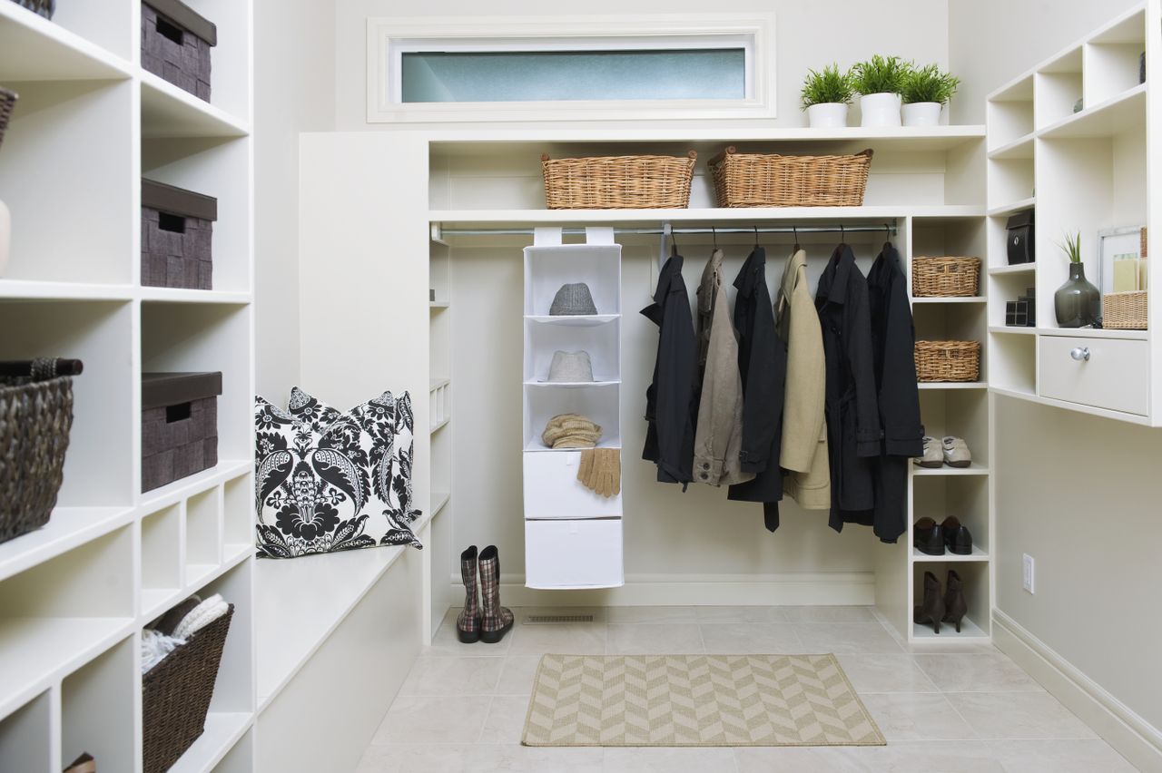 An organized walk-in closet