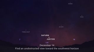 This sky map shows Jupiter and Saturn one week before the "great conjunction."