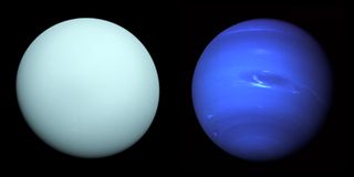The dance of Uranus (left) and Neptune (right) may have had a profound effect on the rocky inner planets. These images were captured by NASA's Voyager 2 mission.