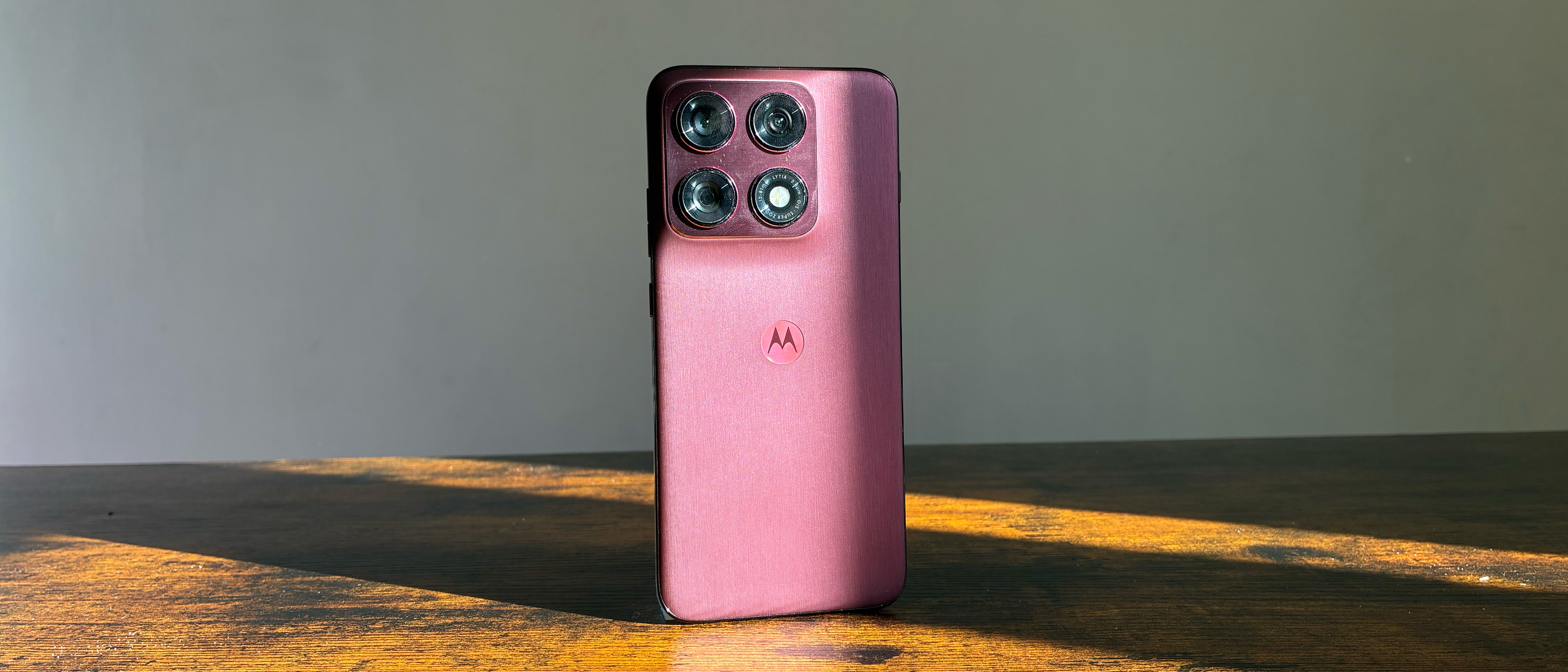 The Motorola Edge 70 Pro on a desk