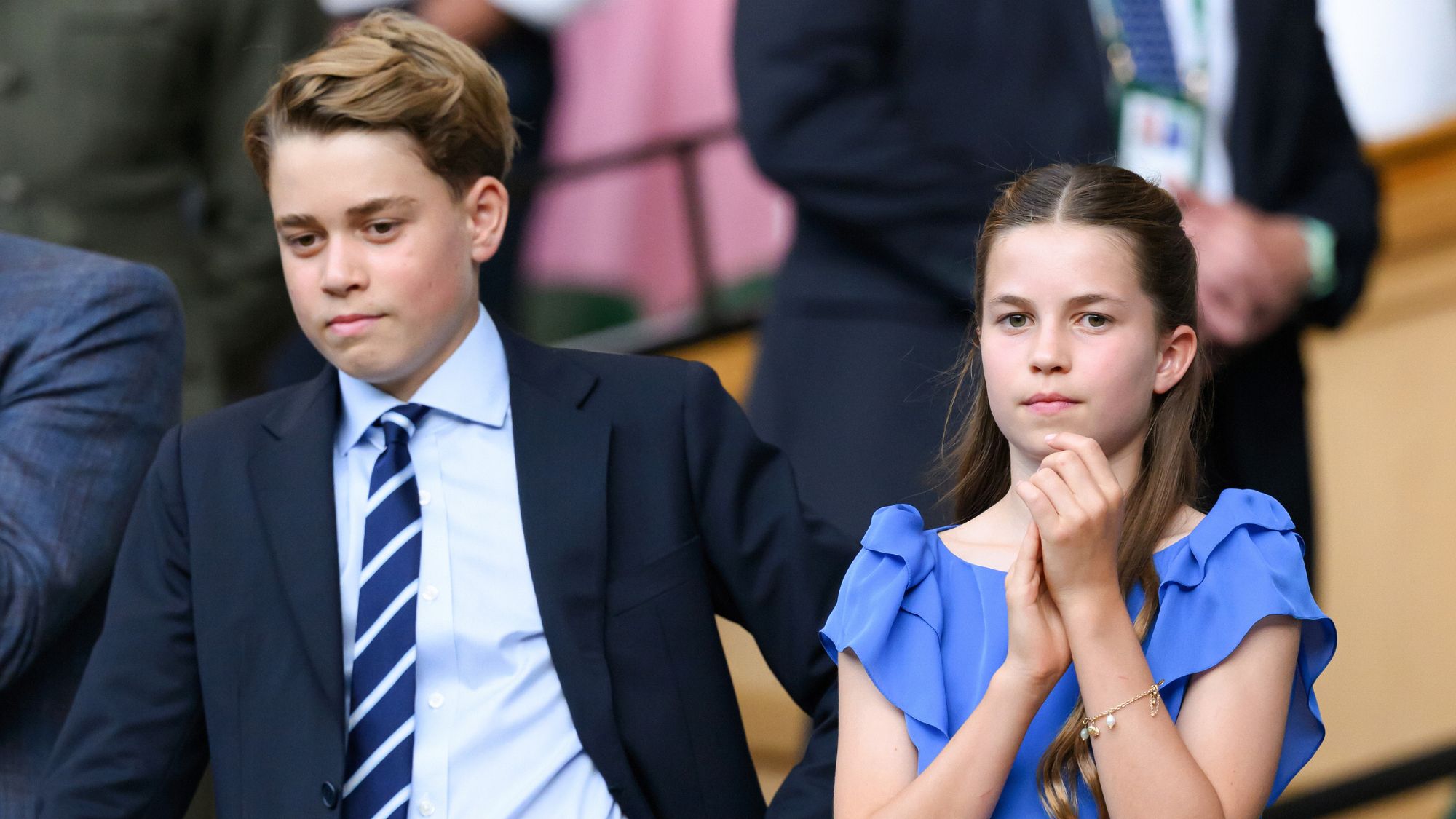 Prince George and Princess Charlotte attend day fourteen of the 2026 Wimbledon Tennis Championships at All England Lawn Tennis and Croquet Club on July 12, 2026 