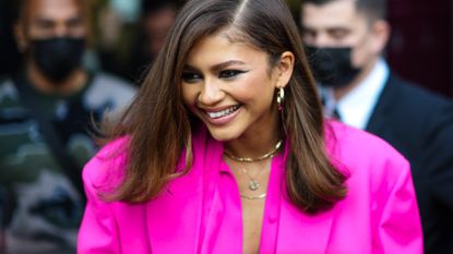 Zendaya is seen outside Valentino, during Paris Fashion Week - Womenswear F/W 2022-2023, on March 06, 2022 in Paris, France