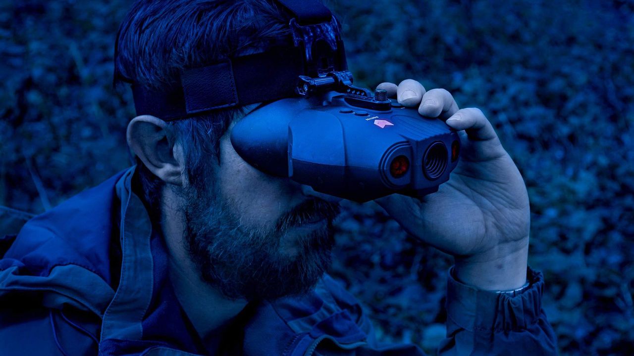 man using Nightfox Swift Night vision goggles