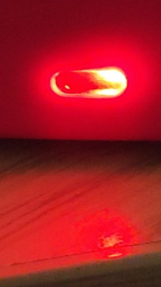 A Raspberry Pi's LED, showing power but no activity.