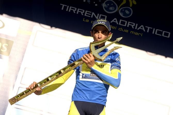 Alberto Contador (Tinkoff-Saxo) celebrates his overall victory