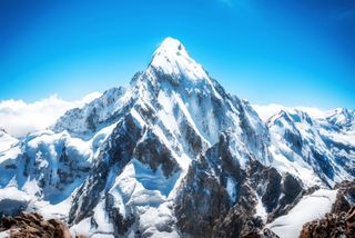 The peak of Mount Everest is the highest point in the world.