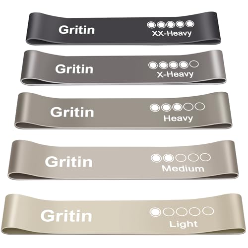 Gritin Resistance Bands, Set of 5 Skin-Friendly Resistance Exercise Band